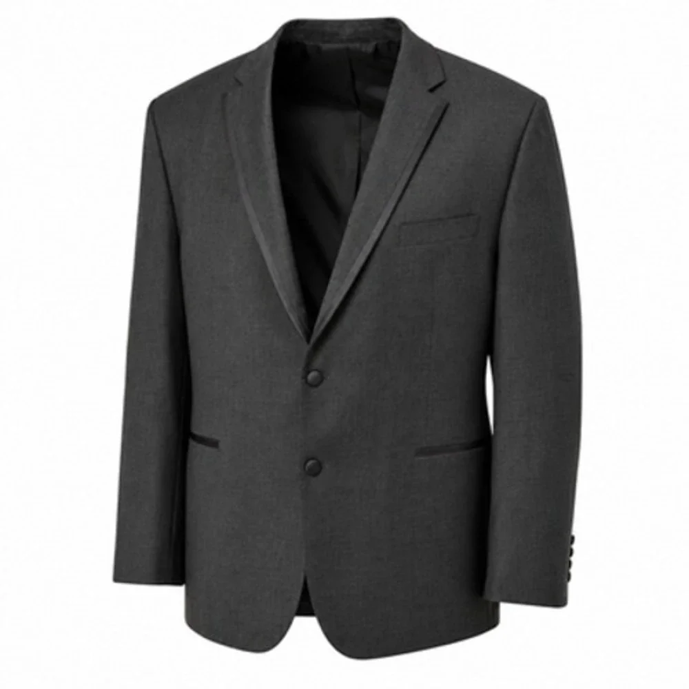 Vera Wang Men's Tuxedo Jacket 54R Gray Wool Satin Trim Formal Blazer Notch Lapel
